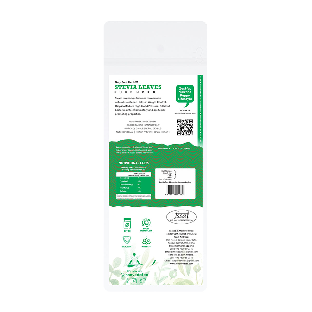Innoveda Stevia Pure Leaves - 50 gms